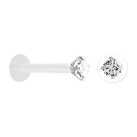 Bioplast Labret with Sterling Silver Claw Set Push-In Top image