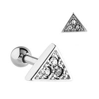 Surgical Steel Jewelled Triangle Cartilage Micro Barbell : 1.2mm (16ga) x 6mm image