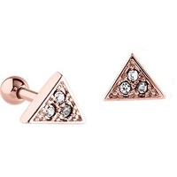 PVD Rose Gold Jewelled Triangle Cartilage Micro Barbell : 1.2mm (16ga) x 6mm image