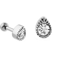 Surgical Steel Jewelled Tear Tragus Micro Barbell : 1.2mm (16ga) x 6mm image
