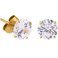 Bright Gold Prong Set Round 2.5mm Jewelled Ear Studs : Pair image