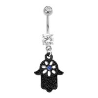 Black Beaded Outline Hamsa Fashion Navel : 1.6mm (14ga) x 10mm image