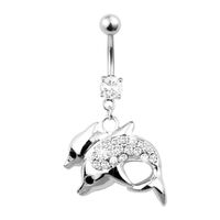 Surgical Steel Jewelled Dolphin Fashion Navel : 1.6mm (14ga) x 10mm image