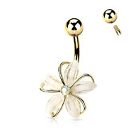 Wire Set White Flower with AB Crystal Center Navel image