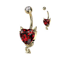 CZ Heart With Devil Horns and Tail Navel image