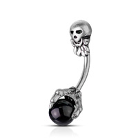 Claw Holding Black Ball with Skull Top Navel image