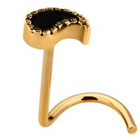 Bright Gold PVD Tear Nose Stud : 0.8mm (20ga) x Pony Tail image