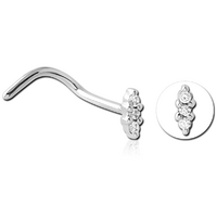 Triple Jewelled Ellipse Nose Stud image