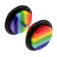 Pride Acrylic Rainbow Fake Plug : 1.2mm (16ga) x 6mm image