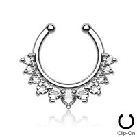 Fake Septum Clicker Multi Jewel Steel