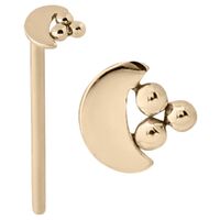 14k Gold Straight Micro Beaded Moon Nose Stud : 18g (1.0mm) x 15mm image