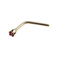 18ct Gold Claw Set Genuine Pink Sapphire Nose Stud : 18ct Yellow Gold x 2mm Pink Sapphire image