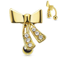 14k Gold Top Down Jewelled Ribbon image