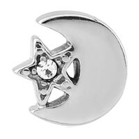 Steel Jewelled Moon and Star Industrial Barbell Charm : Clear Crystal image