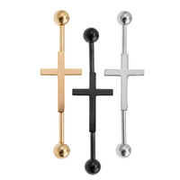Surgical Steel Cross Industrial Barbell image