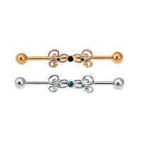 Jewelled Swirl Industrial Barbell image