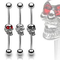 Industrial Barbell Skull with Jewelled Eyes image
