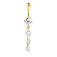 Bright Gold PVD Jewelled Cascade Navel : 1.6mm (14ga) x 10mm Clear Crystal