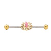 Gold Plated Lotus with Synthetic Opal Industrial image