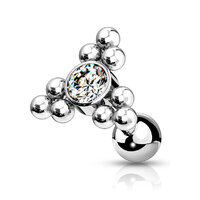 Steel Multi Bead Cluster Jewelled Barbell image