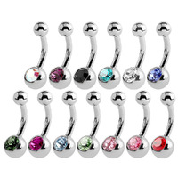 Mini Jewelled Navel Studs Faceted Crystal image