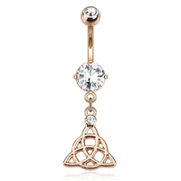Celtic Knot Dangle Rose Gold Plated Plated Navel Ring