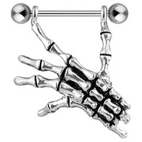 Nipple Barbell Skeleton Hand image