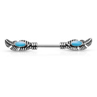 Nipple Barbell Double Tribal Feather image