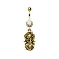 Surgical Stainless Steel Gold Plated Antique Diver Helmet Navel image
