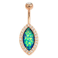 Opal Essence Rose Gold Jewelled Navel : 1.6mm (14ga) x 10mm x Dark Blue