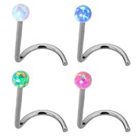 Surgical Steel Synthetic Opal Ball Nose Stud image
