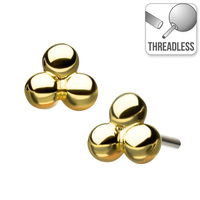 Threadless 14ct Yellow Gold Small Tri-Bead Attachment image