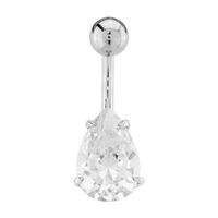Steel Prong Set Pear Jewelled Navel image