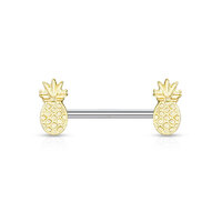 Gold Plated Pineapples with Steel Nipple Barbell image