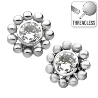 Threadless Titanium Beaded Edge Jewelled Cluster : Clear Crystal image