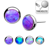 Threadless Titanium Bezel Set Synthetic Opal image