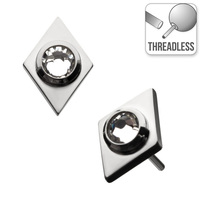 Threadless Titanium Jewelled Diamond Shaped Attachment : 4mm x 6mm Clear Crystal image