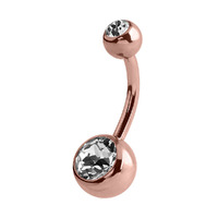 PVD Rose Gold Double Jewelled Navel Banana image