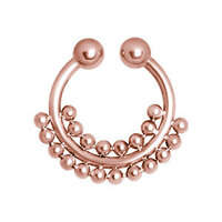 PVD Rose Gold Fake Septum Ring with Double Ball Chain image