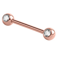 Rose Gold Double Jewelled Nipple Barbell image