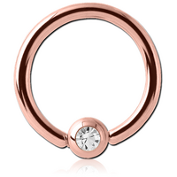 PVD Rose Gold Jewelled Ball Closure Ring image