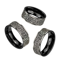 Tribal Celtic Trinity Knot Black Stainless Steel Ring image