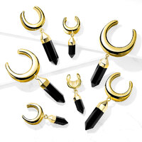 Saddle Spreader With Synthetic Onyx Dangle PVD Gold Colour image