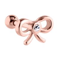Rose Gold PVD Bow Barbell : 1.2mm (16ga) x 6mm image