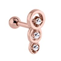 Rose Gold PVD Jewelled Cascade Barbell : 1.2mm (16ga) x 6mm image