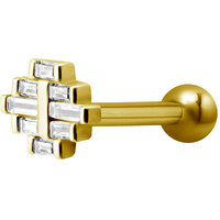 Bright Gold Decorative Art Deco Jewelled Micro Barbell : 1.2mm (16ga) x 6mm image