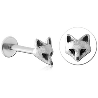 Surgical Steel Fox Face Decorative Micro Barbell  : 1.2mm (16ga) x 6mm image