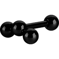 Black Steel Triple Ball Micro Barbell : 1.2mm (16ga) x 6mm image