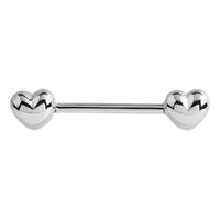 Steel Double Heart Nipple Barbell : 1.6mm (14ga) x 16mm