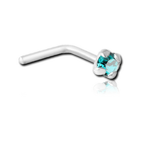 Sterling Silver Fashion Claw Set Nose Stud : Blue Zircon
